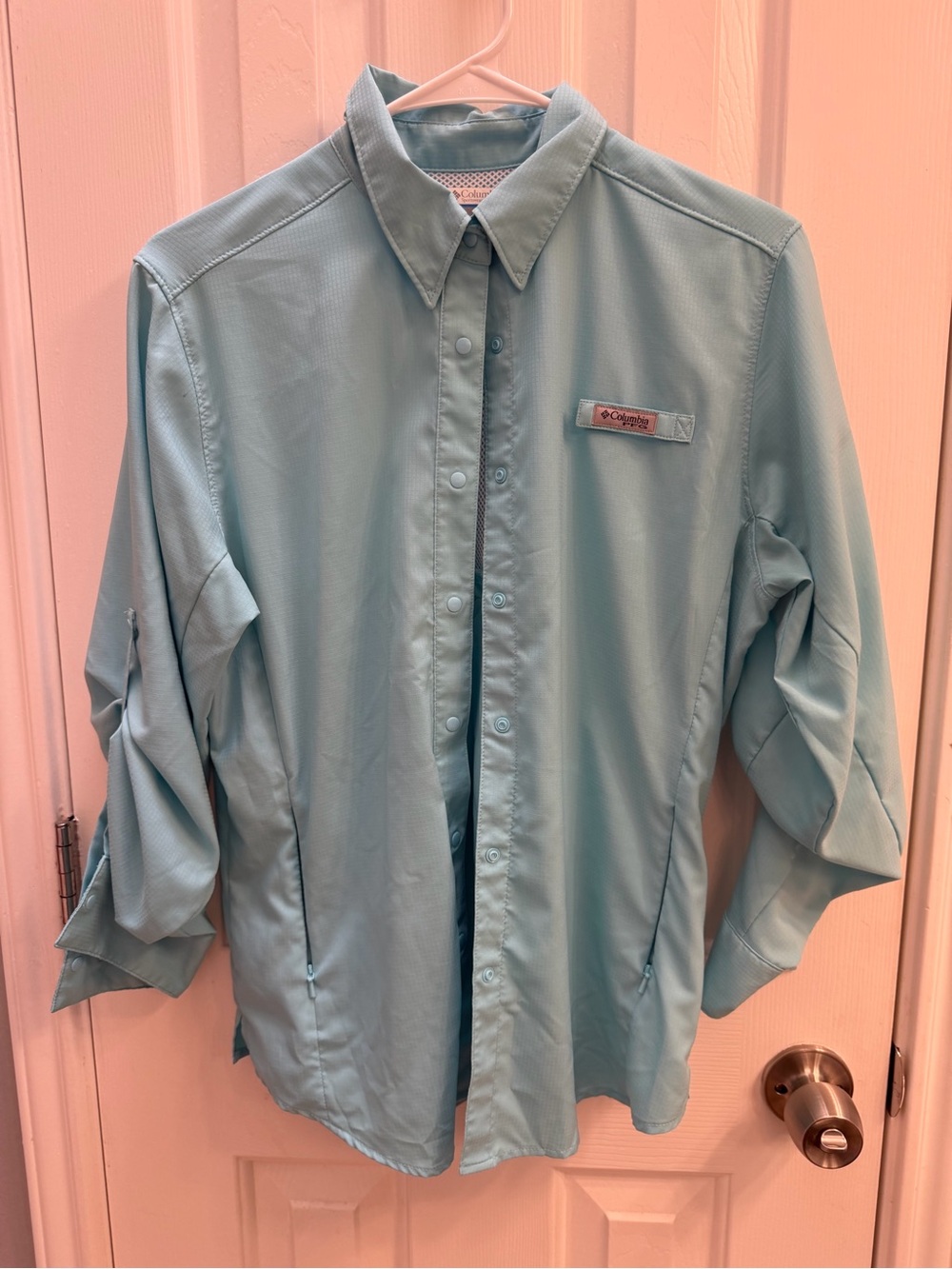 Columbia Light Blue Women's Performance Button-Down Shirt